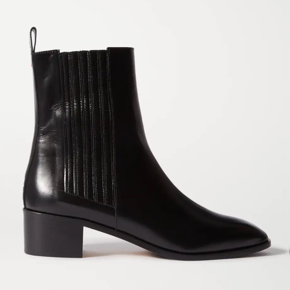 Aeyde Neil Leather Black Chelsea Pull On Boots Size 37 - Picture 1 of 5